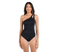 La Blanca Women's Island Goddess One Shoulder Keyhole Tankini Swimsuit Top, Black, 6
