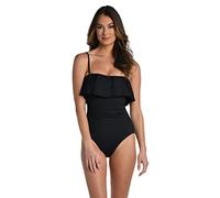 La Blanca Women's Island Goddess Ruffle Bandeau One Piece Swimsuit, Black, 16