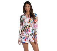 La Blanca Women's Long Sleeve Rashguard Swim Top Rash Guard Shirt, Multi//Paradise City, X-Large
