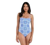 La Blanca Women's One Piece Swimsuit Bandeau Tummy Control Bathing Suit, Blue//Alboran Sea, 16