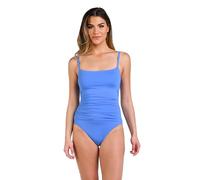 La Blanca Women's Island Goddess Rouched Body Lingerie Mio One Piece Swimsuit, Chambray, 14