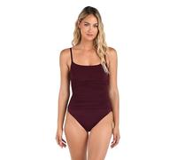 La Blanca Women's One Piece Swimsuit Island Goddess Shirred Side Bathing Suit, Dark Cherry, 14