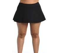 La Blanca Women's Paddle Skirt Bikini Swimsuit Bottom, Black//All Aboard, Large