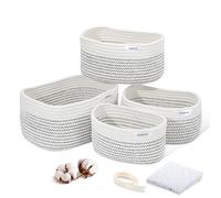 LA BONHEUR Storage Basket Braided 4 Storage Baskets for Bathroom, Changing Table Organizer for Baby Changing Table (Gift Packaging, Star Gaze Band)