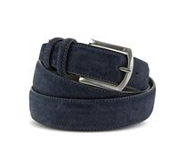 La Bottega del Calzolaio Men's leather belt classic handmade suede made in Italy, blue, Medium