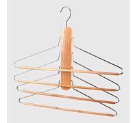 La Briantina Space-Saving Wardrobe Hanger with 4 Hangers, for Shirts, Skirts, Trousers, Made of Lotus Wood, Width 40 cm