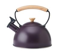 La Cafetiere 1.6L Purple Whistling Kettle, Stainless Steel with Wooden Handle