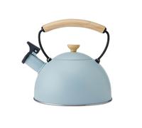 La Cafetière Whistling Kettle in Trendy Sky Blue Colour with Heat Resistant Wooden Handle, Lightweight Rust Resistant Stovetop Kettle with Flip Up Spout, Compatible with All Stove-Tops, 1.6L