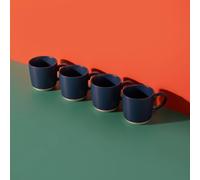 La Cafetière Ceramic Mugs, Set of 4 Durable Ceramic Coffee Cups with Unglazed Base, 350ml, Navy - Blue - Ceramic - Mugs