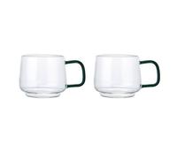 La Cafetière Clear Glass Mug Green Handle 275Ml Pack Of 2