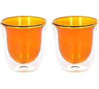 La Cafetière Core Double Wall Coffee Glasses, Borosilicate Glass, Amber, 19 ml, 2 Piece Glass Coffee Cup Set