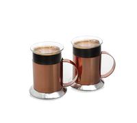 La Cafetière Glass 2ml Polished Copper Finish Glass Cups, Set of 2