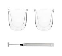 La Cafetiere Glass Cappuccino Mugs & Handheld Coffee Frother Set in Clear La Cafetiere Clear