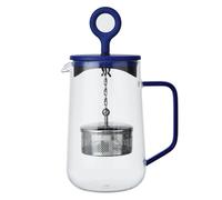 La Cafetière Gyro Spinfuser Teapot Blue Colour, 4 Cup Glass Loose and Herbal Tea Pot with Fine Mesh Stainless Steel Filter Strainer, Heat Resistant Borosilicate Glass, Spin and Plunge to Brew, 1.25L