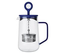 La Cafetière Gyro Spinfuser Teapot Blue Colour, 4 Cup Glass Loose and Herbal Tea Pot with Fine Mesh Stainless Steel Filter Strainer, Heat Resistant Borosilicate Glass, Spin and Plunge to Brew, 1.25L