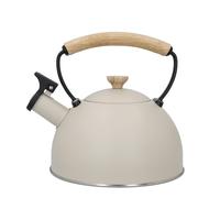 La Cafetière 1.6L Whistling Kettle, Stainless Steel Frame with Easy-Grip and Anti-Scald Wooden Handle, Induction Hob-Safe Tea Kettle for Boiling Water, Cream, Latte
