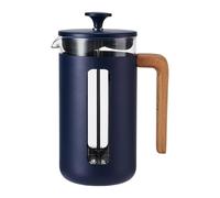 La Cafetière Navy Blue Pisa Wood Handle Stainless Steel French Press 8 Cup 1L