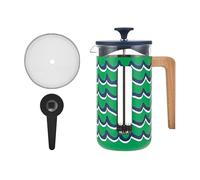 La Cafetière Pisa 8 Cup Cafetière, Large French Press Coffee Maker with Swirl Design, 1L Ceramic Heat Resistant Cafetière with Easy-Grip Plunger, Ideal for Loose Tea and Ground Coffee, Cyan Tides