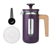 La Cafetière Pisa 3 Cup Cafetière In Purple, Durable Stainless Steel Plunger, Heat Resistant French Press With Stylish Natural Wood Handle, Versatile Coffee And Tea Plunger, 350ml