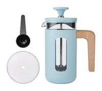 La Cafetière Pisa 3 Cup Cafetière In Sky Blue, Durable Stainless Steel Frame and Plunger, Heat Resistant French Press With Stylish Natural Wood Handle, Versatile Coffee Plunger, 350ml