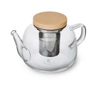 La Cafetière Rialto Glass Teapot with Filter and Stylish Wooden Lid, 4 Cup Borosilicate Glass Teapot Drip Proof Sprout, Heat and Thermal Shock Resistant, with Removable Stainless Steel Filter, 1.2L
