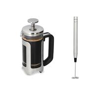La Cafetiere Roma 3 Cup Cafetière & Handheld Coffee Frother Set in Metallic Silver La Cafetiere Metallic Silver