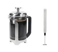 La Cafetiere Roma 6 Cup Cafetière & Handheld Coffee Frother Set in Metallic Silver La Cafetiere Metallic Silver