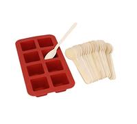 La Cafetière Silicone Hot Chocolate Stirrer Mould, with 24-Pack Wooden Spoons, Red