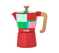 La Cafetière Venice 6 Cup Espresso Maker, 290ml Aluminium Stovetop Coffee Maker with Geometric Design, Gas and Electric Hob Moka Pot with Wooden Handle, Utopian Lines
