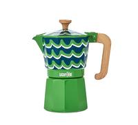 La Cafetière Venice 6 Cup Espresso Maker, 290ml Aluminium Stovetop Coffee Maker with Swirl Design, Gas and Electric Hob Moka Pot with Wooden Handle, Cyan Tides