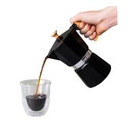 La Cafetiere Venice Espresso Maker 6 Cup Wood Handle - Black