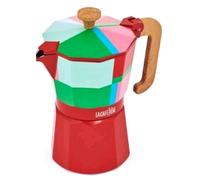 La Cafetière Venice 6 Cup Espresso Maker, 290ml Aluminium Stovetop Coffee Maker with Geometric Design, Gas and Electric Hob Moka Pot with Wooden Handle, Utopian Lines