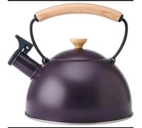 La Cafetière Whistling Kettle Purple Colour with Heat Resistant Wooden Handle, Lightweight Rust Resistant Stovetop Kettle with Flip Up Spout, Compatible with All Stove-Tops, 1.6L