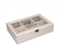 La Cafetière Wooden Six Compartment Tea Bag Storage Chest Caddy Container
