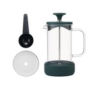 La Cafetière 'Zero' 3 Cup Cafetiere, Green Stainless Steel No Mess French Press with Borosilicate Glass Beaker, Removable Base for Grounds Disposal, Gift Boxed, 350ml