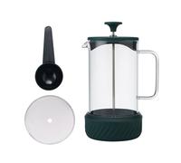 La Cafetière 'Zero' 8 Cup Cafetiere, Green Stainless Steel No Mess French Press with Borosilicate Glass Beaker, Removable Base for Grounds Disposal, Gift Boxed, 1L