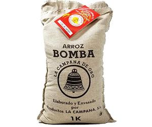 La Campana de Oro BOMBA Paella Rice, Valencia Denominacion Origen, 1 kg Fabric Sack