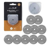 La Canilla - 10 Straight Rotary Cutter Blades SKS-7 for Fabric Cutting Wheel 45mm Roller Cutting Tool for Fiskars, Olfa and All Types for Crafting, Quilting, Sewing & Scrapbooking Sharp and Durable