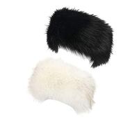 LA CARRIE Faux Fur Headband with Stretch Women's Winter Earwarmer Earmuff, Black & White, One Size