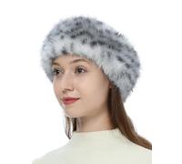LA CARRIE Faux Fur Headband with Stretch Women's Winter Earwarmer Earmuff, Khaki Leopard Printed, 1 Count (Pack of 1)