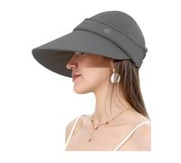 LA CARRIE Women Sun Hats Detachable Wide Brim UV Protection UPF 50+ Summer Beach Visor for Outdoor Sports, Dark Gray, One Size
