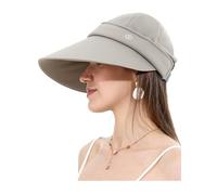 LA CARRIE Women Sun Hats Detachable Wide Brim UV Protection UPF 50+ Summer Beach Visor for Outdoor Sports, Khaki, One Size