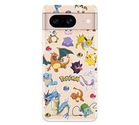 LA CASA DE LAS CARCASAS Case Compatible with Google Pixel 8 Pokémon Sticker Pokémon and Poké Ball Transparent Flexible Silicone Case