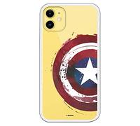 LA CASA DE LAS CARCASAS Case for iPhone 11 Official Marvel Captain America Transparent Shield to Protect Your Mobile Phone Flexible Silicone Case with Official Marvel License.