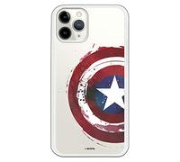 LA CASA DE LAS CARCASAS Case for iPhone 11 Pro Official Marvel Captain America Transparent Shield to Protect Your Mobile Phone Flexible Silicone Case with Official Marvel License.