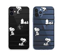 LA CASA DE LAS CARCASAS iPhone 12 Case - iPhone 12 Pro Official Snoopy Rayas to Protect Your Phone Flexible Silicone Case with Official License from Peanuts