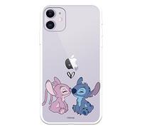LA CASA DE LAS CARCASAS Official Lilo & Stitch iPhone 11 Case - Angel & Stitch Kiss to Protect Your Mobile Phone - Flexible Silicone iPhone Case with Official Disney License