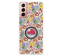 LA CASA DE LAS CARCASAS Pokémon Official Samsung Galaxy S21 Case - Pokémon Sticker Pattern Poké Ball - Choose Your Like Design for Your Samsung Galaxy S21