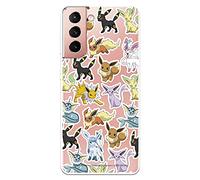 LA CASA DE LAS CARCASAS Pokémon Official Samsung Galaxy S21 Case - Pokémon Sticker Pattern Poké Ball - Choose Your Like Design for Your Samsung Galaxy S21