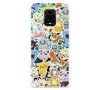 LA CASA DE LAS CARCASAS Pokémon Sticker Pattern Case for Xiaomi Redmi Note 9S/Pro - Flexible Silicone TPU Mobile Case